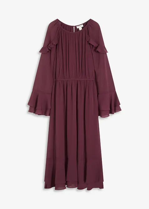 Chiffonkjole med volanger, bonprix