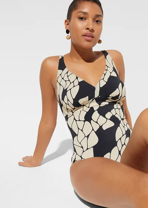 Shape-badedrakt med V-hals, middels formende, bonprix