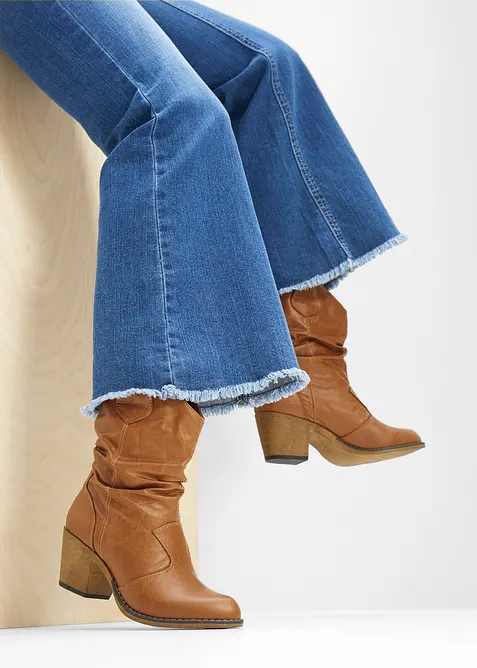 Cowboyboots med rynket skaft, bonprix