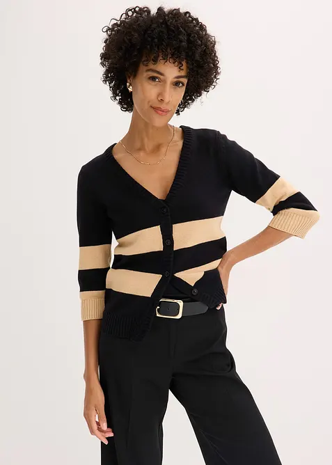 Cardigan med striper, bonprix