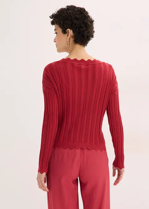 Kort strikkejakke med hullm&oslash;nster, bonprix