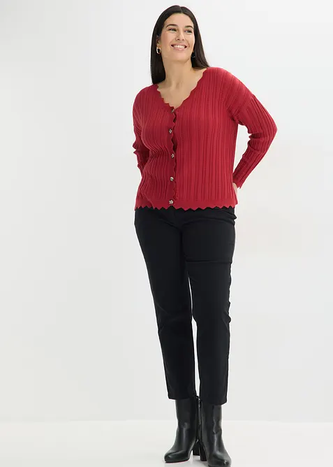 Kort strikkejakke med hullm&oslash;nster, bonprix