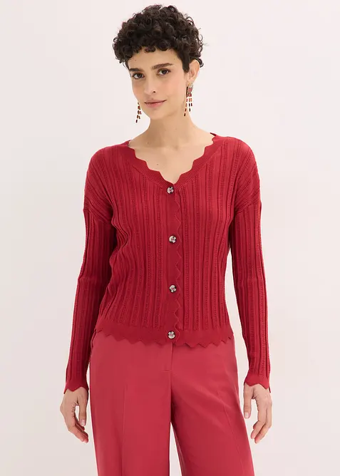 Kort strikkejakke med hullm&oslash;nster, bonprix