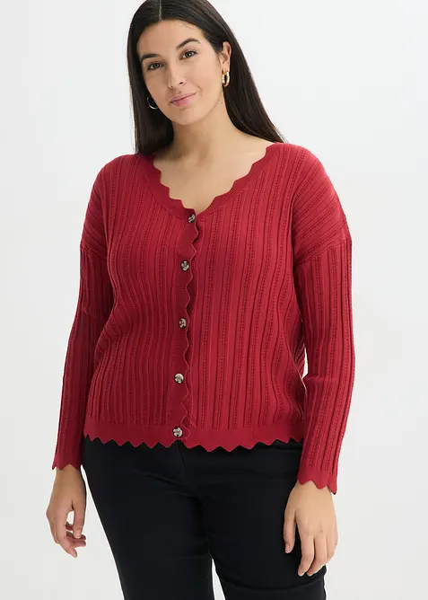 Kort strikkejakke med hullm&oslash;nster, bonprix