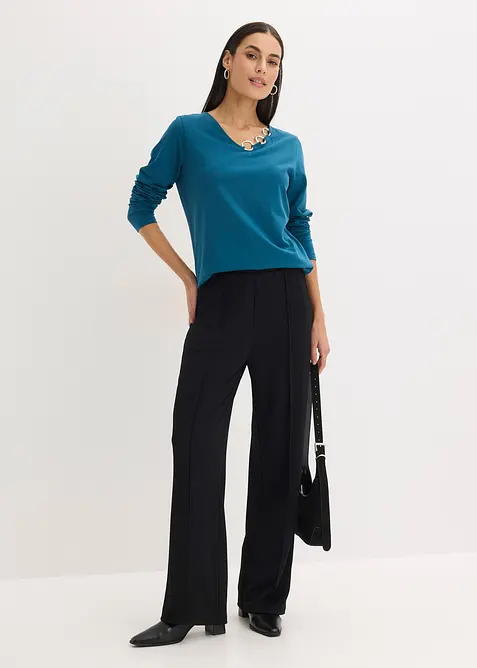 Langermet topp med maljer, bonprix