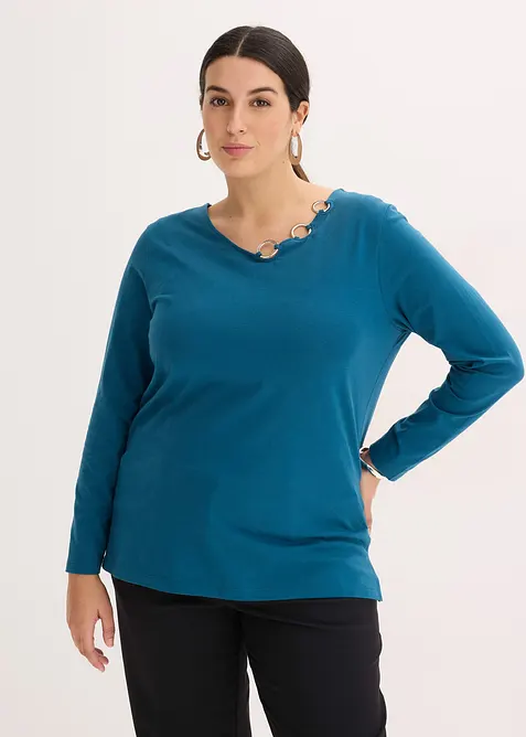 Langermet topp med maljer, bonprix