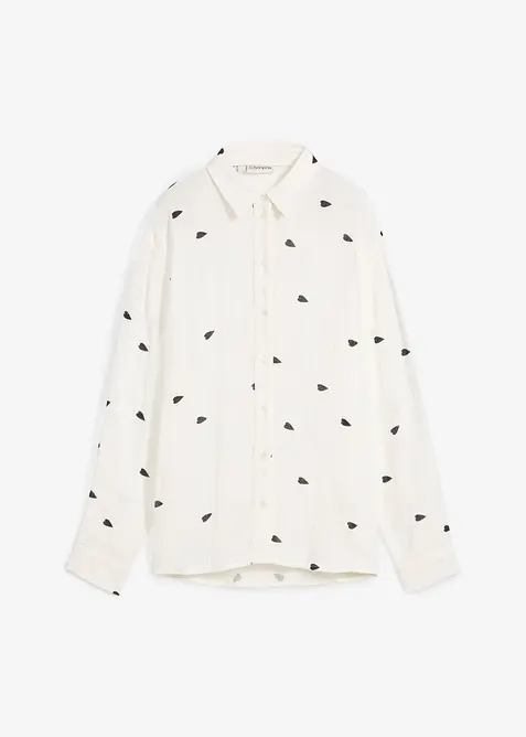 Musselin-bluse med hjertem&oslash;nster, bonprix