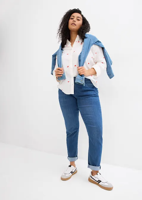 Musselin-bluse med hjertem&oslash;nster, bonprix
