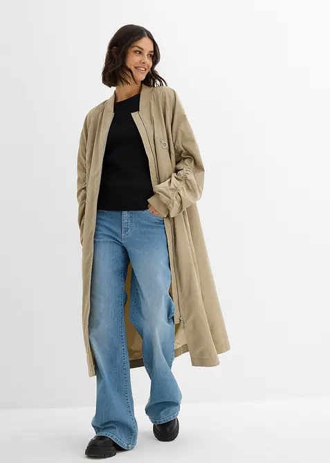 K&aring;pe med ribbestrikket krage, bonprix