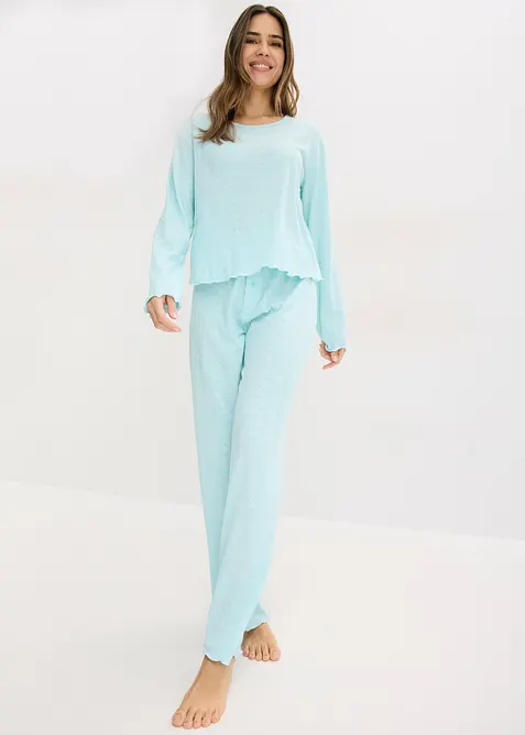 Pyjamas i lett materiale med hjertem&oslash;nster, bonprix