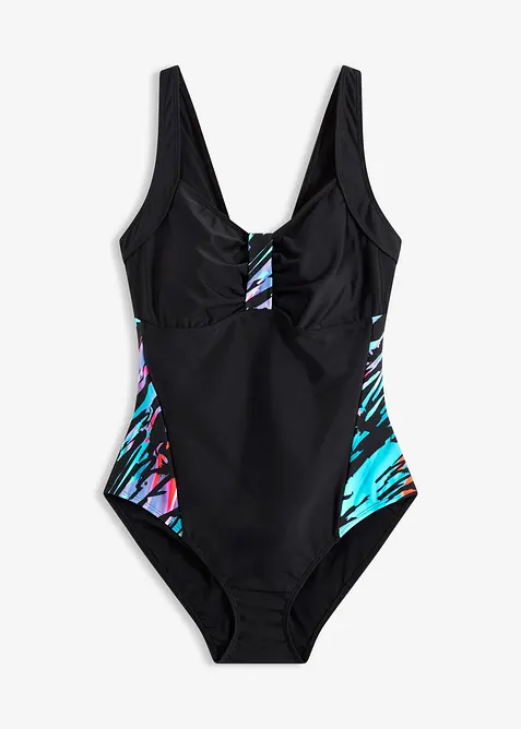 Shape-badedrakt med m&oslash;nstrede innfellinger, middels formende, bonprix