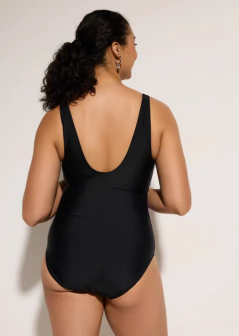 Shape-badedrakt med m&oslash;nstrede innfellinger, middels formende, bonprix