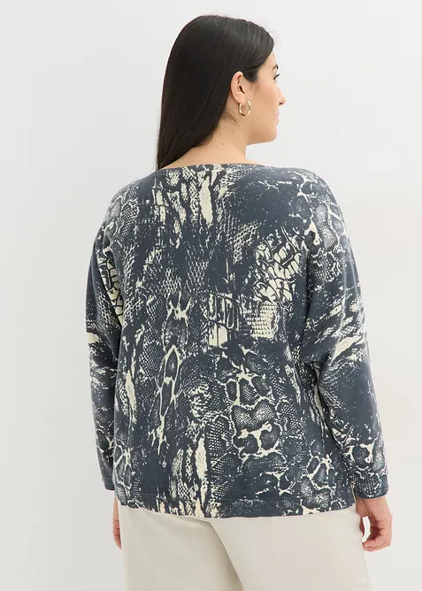 Genser med flaggermusermer og slangem&oslash;nster, bonprix