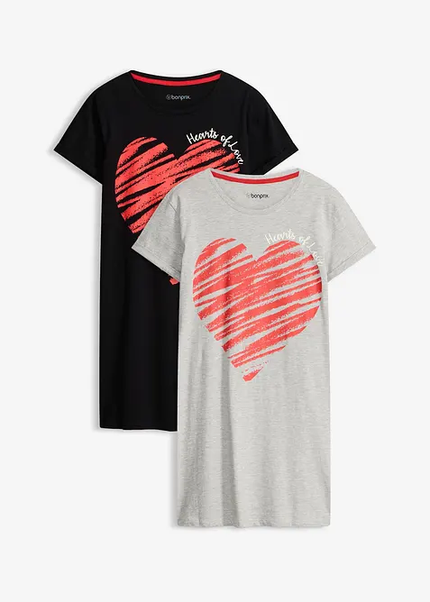 Nattkjole i 100% bomull (2-pack), bonprix