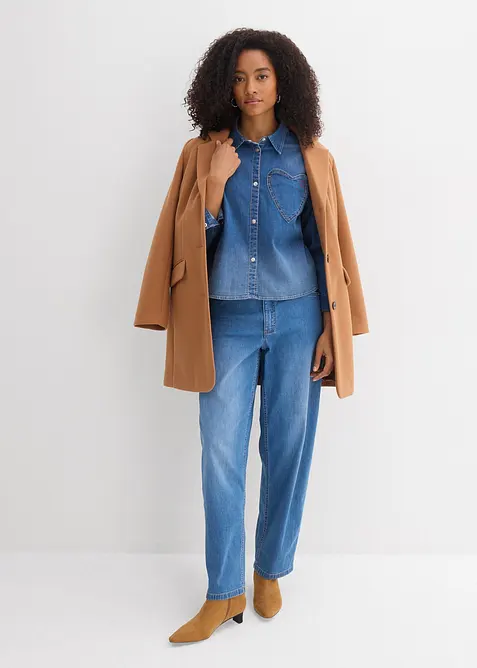 Jeansskjorte med &oslash;kologisk bomull, bonprix