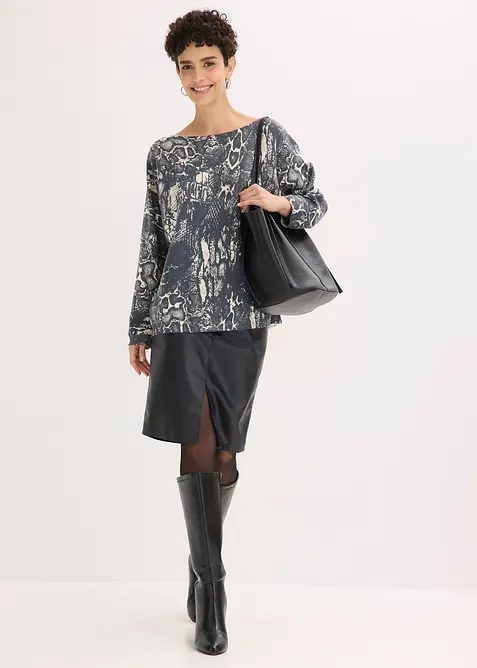 Genser med flaggermusermer og slangem&oslash;nster, bonprix