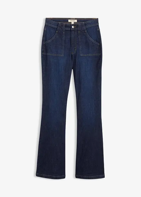 Flared-jeans, High Waist, &oslash;kologisk bomull, bonprix