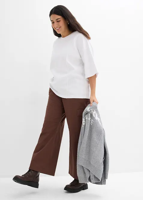 Oversized topp i 100% &oslash;kologisk bomull, bonprix