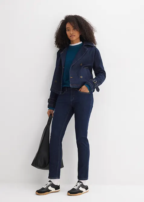 Slim Fit-jeans, Mid Waist, &oslash;kologisk bomull, bonprix