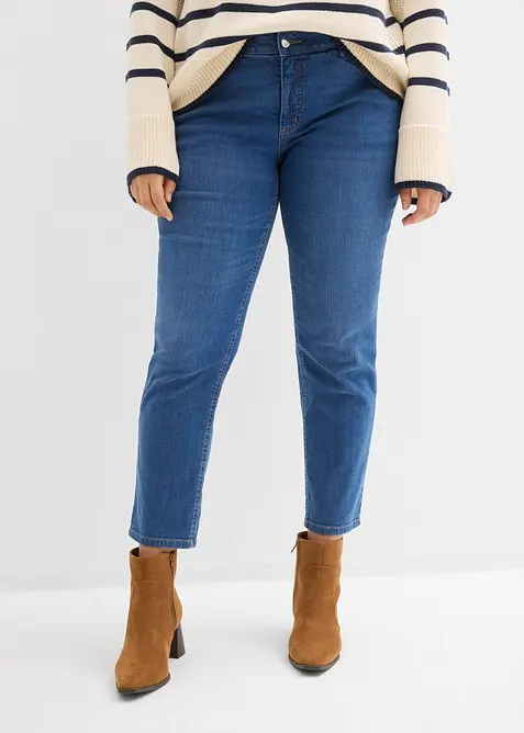 Slim Fit-jeans, Mid Waist, &oslash;kologisk bomull, bonprix
