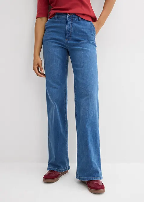 Wide Leg-jeans, High Waist, &oslash;kologisk bomull, bonprix