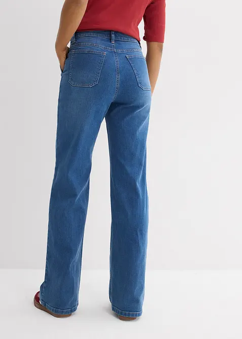 Wide Leg-jeans, High Waist, &oslash;kologisk bomull, bonprix