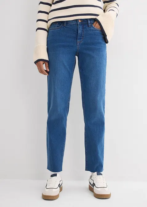 Straight-jeans, Mid Waist, &oslash;kologisk bomull, cropped, bonprix