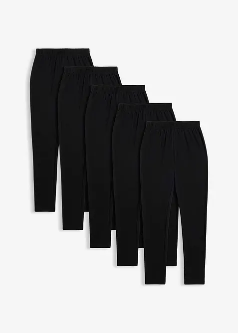 Leggings i &oslash;kologisk bomull med elastan (5-pack), bonprix