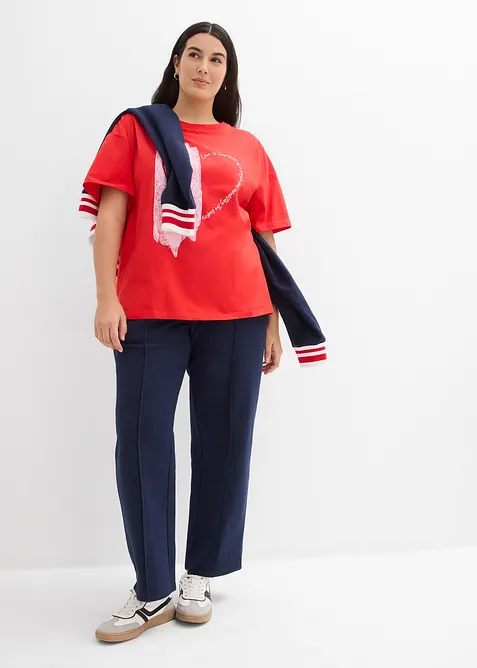 Oversized topp i &oslash;kologisk bomull med elastan, bonprix