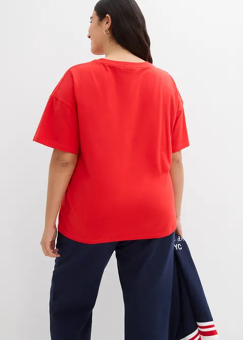 Oversized topp i &oslash;kologisk bomull med elastan, bonprix