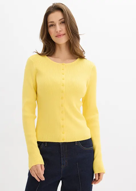 Finstrikket cardigan i myk viskosemiks, bonprix