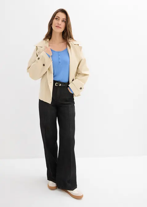 Langermet, ribbet topp, bonprix