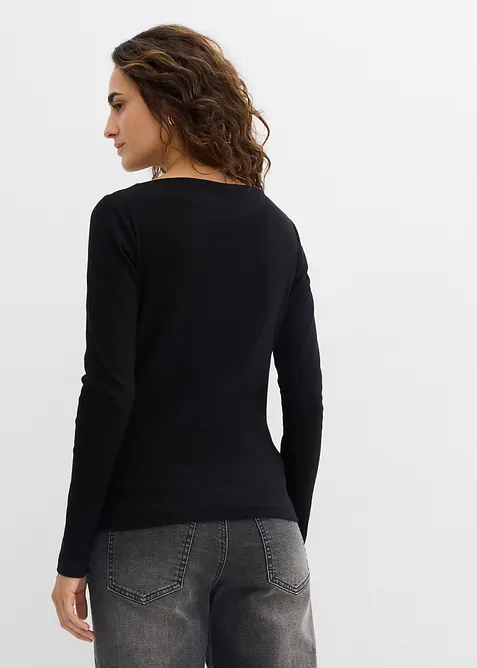 Ribbet topp i figurn&aelig;r modell, bonprix