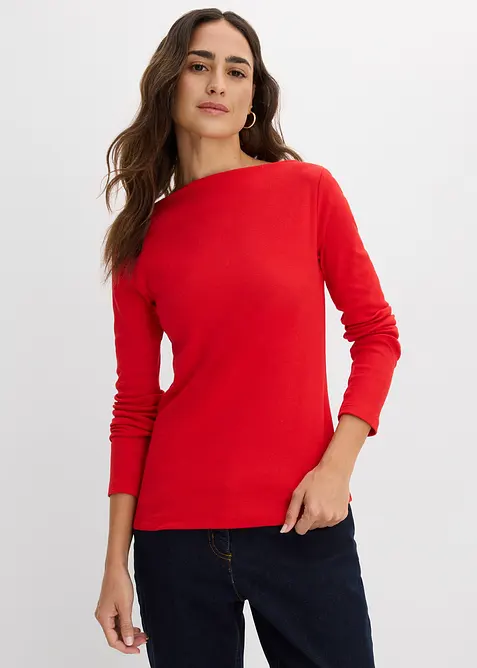 Ribbet topp i figurn&aelig;r modell, bonprix