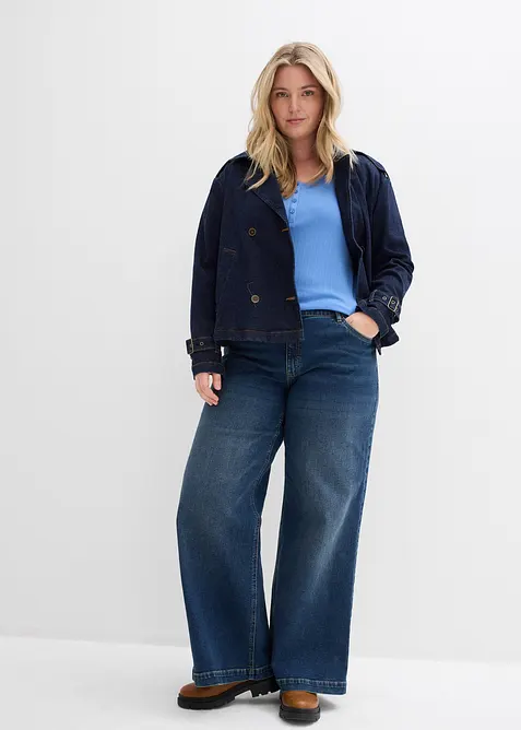 Langermet, ribbet topp, bonprix