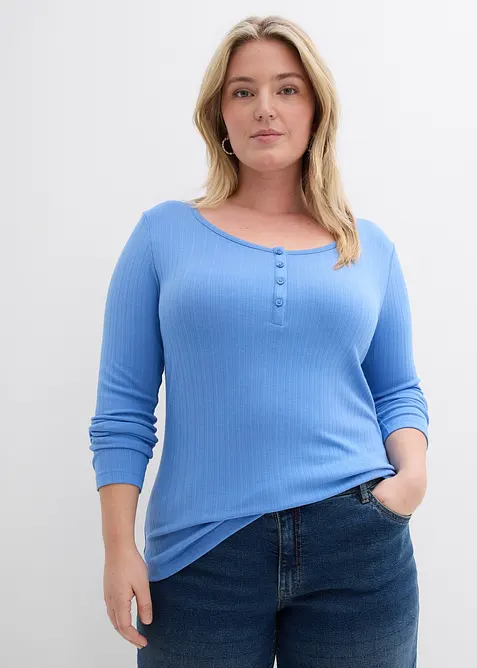 Langermet, ribbet topp, bonprix