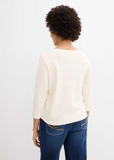 Topp i formstabil jersey i 100% &oslash;kologisk bomull med 3/4-lange ermer, bonprix