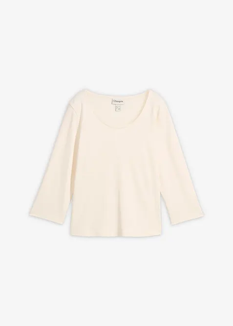 Topp i formstabil jersey i 100% &oslash;kologisk bomull med 3/4-lange ermer, bonprix