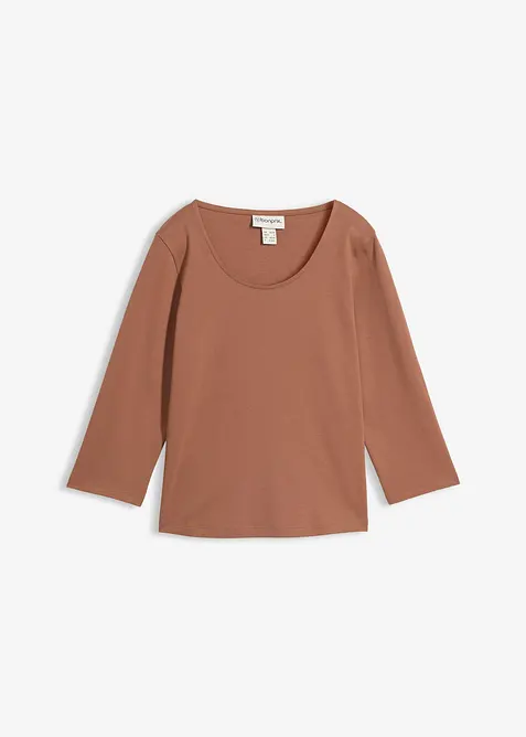 Topp i formstabil jersey i 100% &oslash;kologisk bomull med 3/4-lange ermer, bonprix