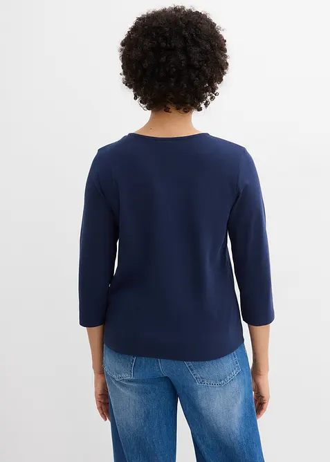 Topp i formstabil jersey i 100% &oslash;kologisk bomull med 3/4-lange ermer, bonprix