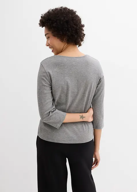 Topp i formstabil jersey i 100% &oslash;kologisk bomull med 3/4-lange ermer, bonprix
