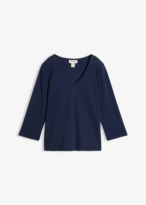 Topp i formstabil jersey i 100% &oslash;kologisk bomull med 3/4-lange ermer, bonprix