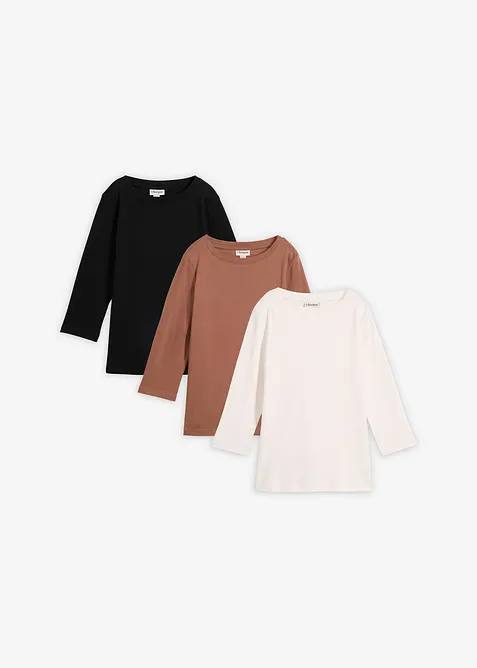 Topp i formstabil jersey med &oslash;kologisk bomull (3-pack), bonprix