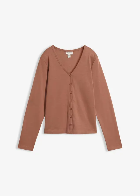 Cardigan i formstabil jersey i 100% &oslash;kologisk bomull, bonprix