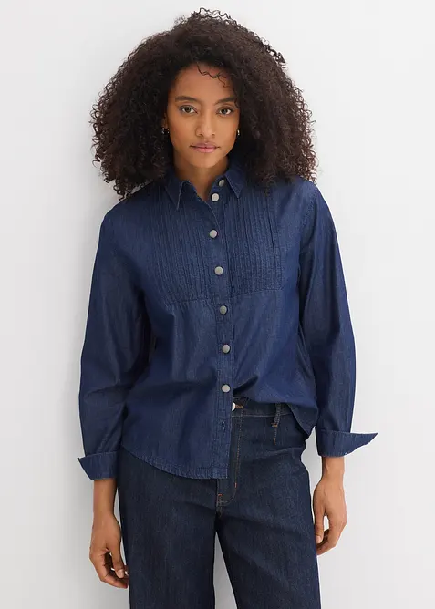 Jeansbluse, oversized av &oslash;kologisk bomull, bonprix