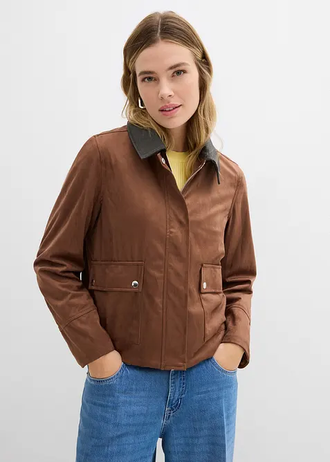 Jakke i imitert, semsket skinn, bonprix