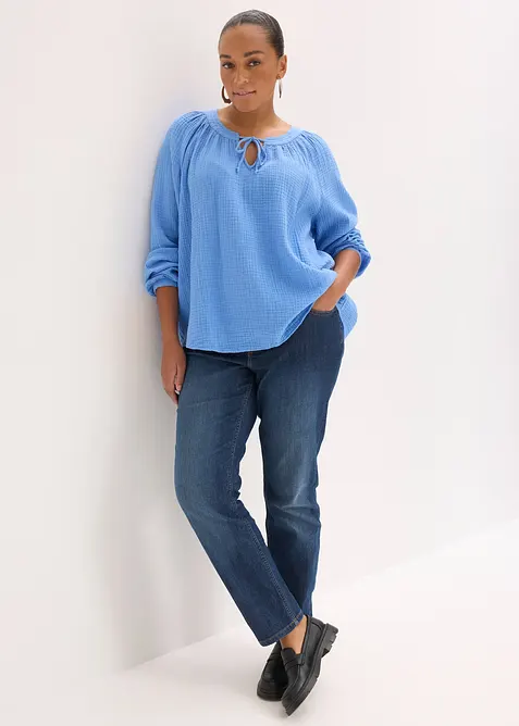 Blusetopp av myk musselin, bonprix