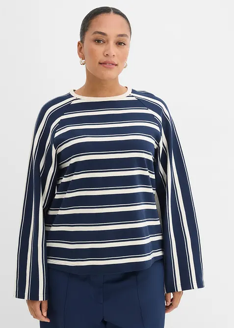 Langermet topp i formstabil jersey, bonprix