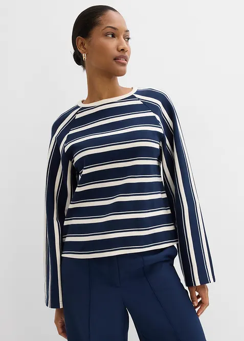 Langermet topp i formstabil jersey, bonprix