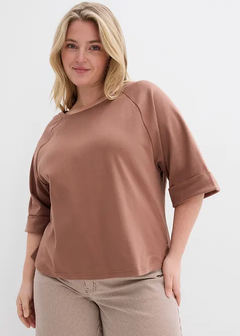 Topp i formstabil, &oslash;kologisk bomull med raglanermer, bonprix